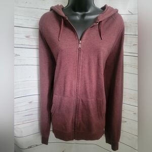 Women's Burgundy Zip Hoodie Jacket
